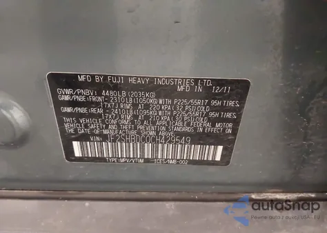 2012 Subaru Forester 2.5X Premium из США, поврежденный, VIN JF2SHBDC0CH429549